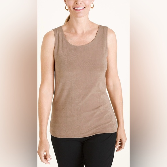 Chico’s Travelers Classic Essentials Tank Top Taupe Size 1 (M/8)EUC - Picture 1 of 6